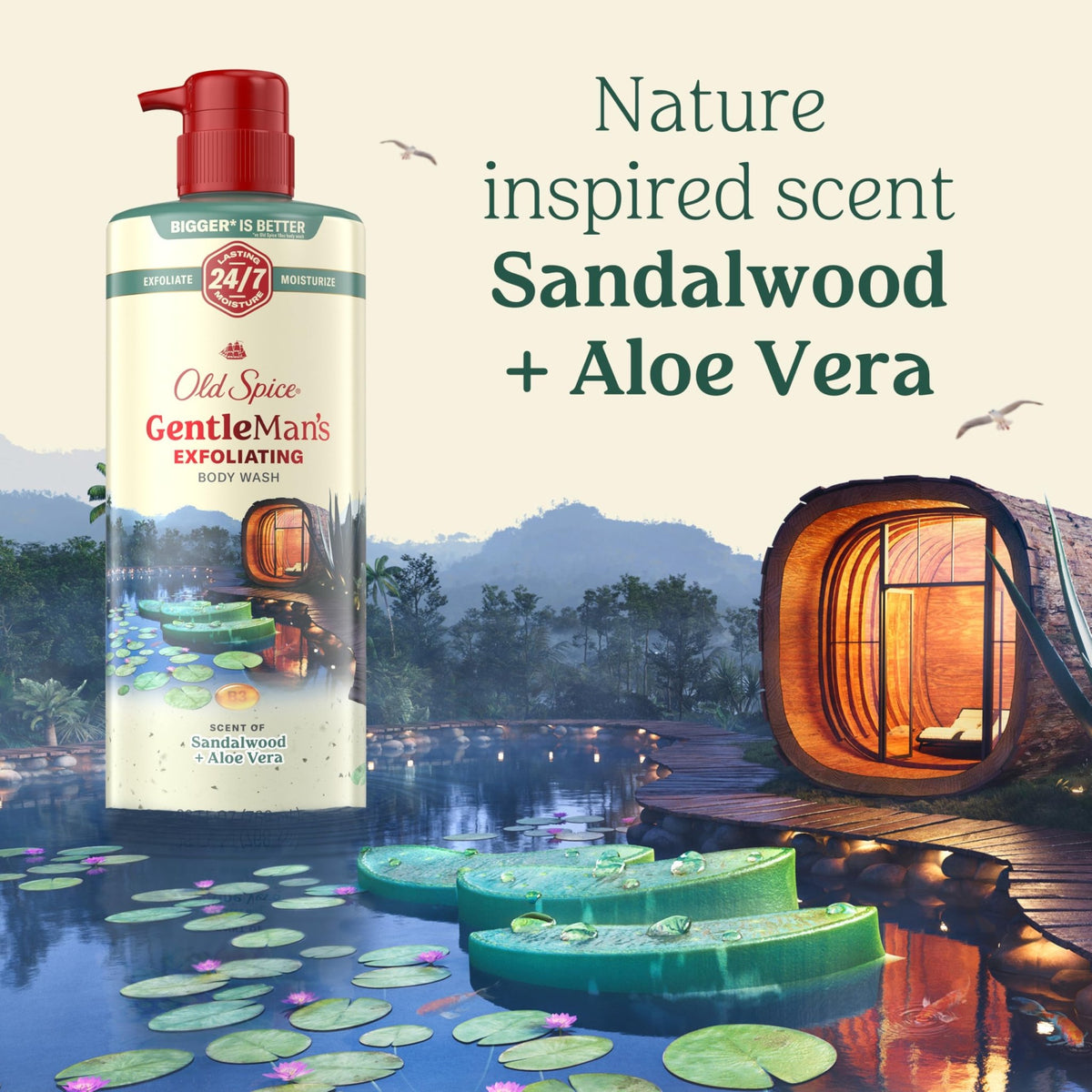 Old Spice GentleMan's Exfoliating & Moisturizing Body Wash for Men, 24/7 Shower Fresh with Long Lasting Scent, Renewing Vitamin B3 Blend, Sandalwood + Aloe Vera Scent, 26 oz - thewildfolk Old Spice GentleMan's Exfoliating & Moisturizing Body Wash for Men, 24/7 Shower Fresh with Long Lasting Scent, Renewing Vitamin B3 Blend, Sandalwood + Aloe Vera Scent, 26 oz