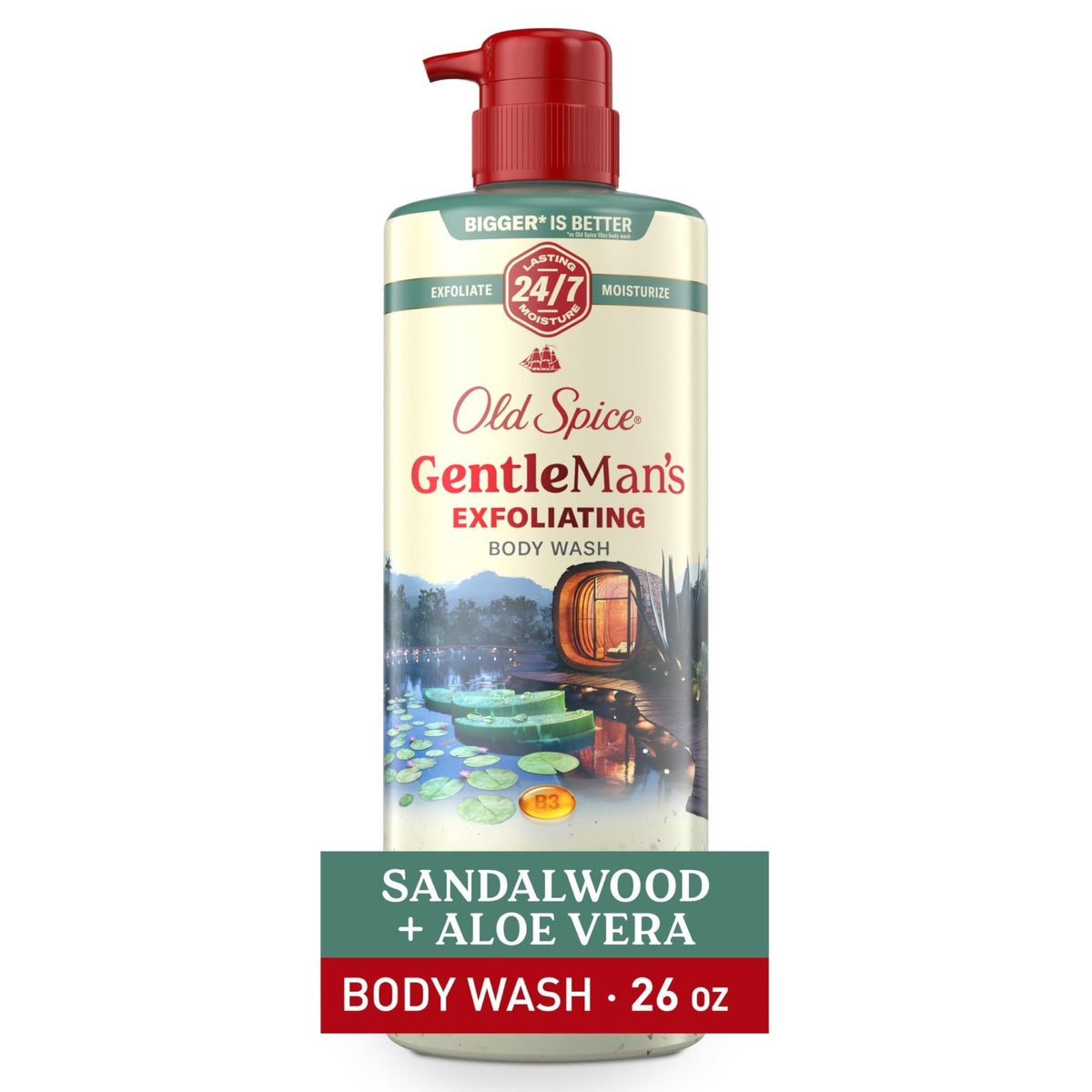 Old Spice GentleMan's Exfoliating & Moisturizing Body Wash for Men, 24/7 Shower Fresh with Long Lasting Scent, Renewing Vitamin B3 Blend, Sandalwood + Aloe Vera Scent, 26 oz - thewildfolk Old Spice GentleMan's Exfoliating & Moisturizing Body Wash for Men, 24/7 Shower Fresh with Long Lasting Scent, Renewing Vitamin B3 Blend, Sandalwood + Aloe Vera Scent, 26 oz