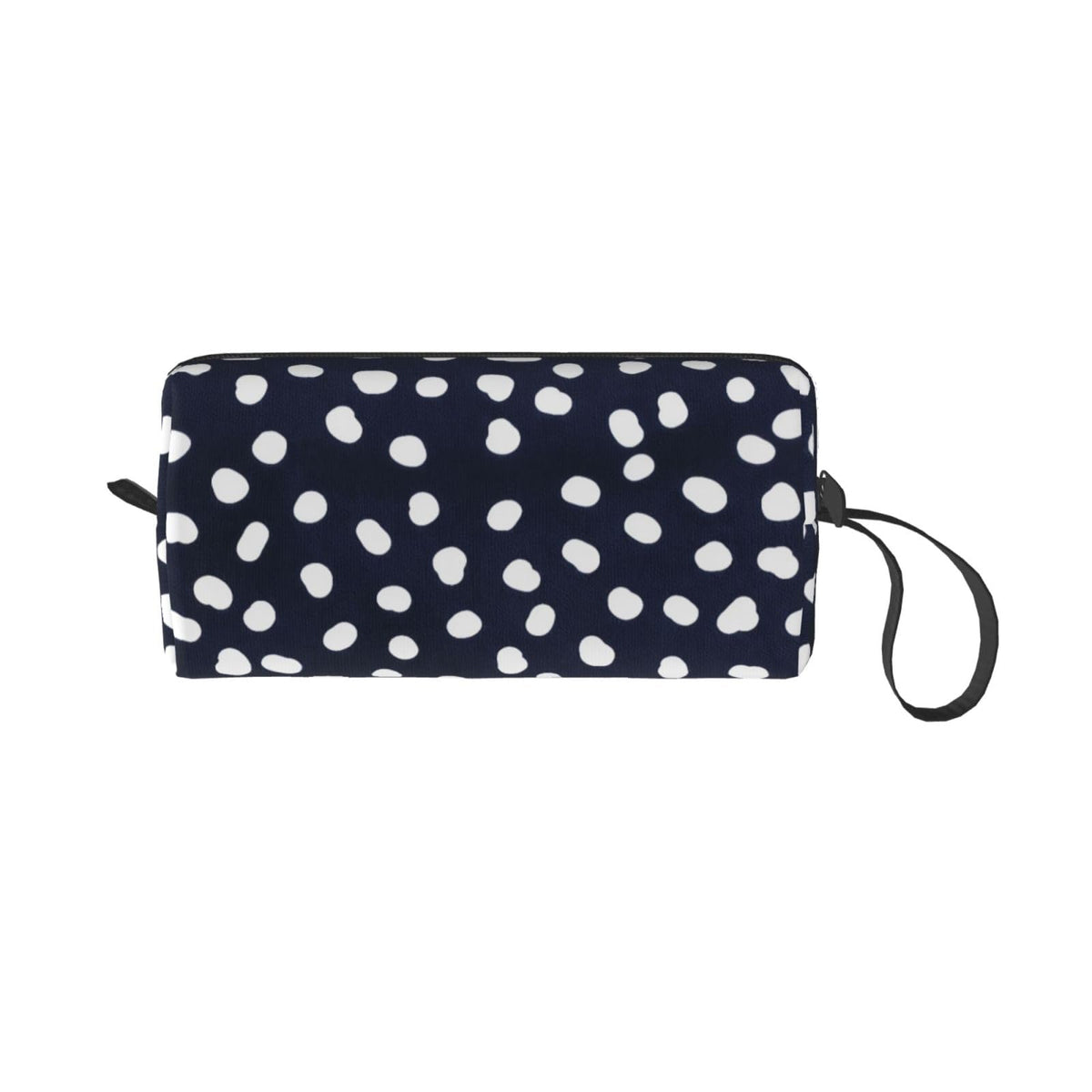 OLUSENMO White Doodle Polka Dot Makeup Bag for Women with Wrist Strap - thewildfolk OLUSENMO White Doodle Polka Dot Makeup Bag for Women with Wrist Strap