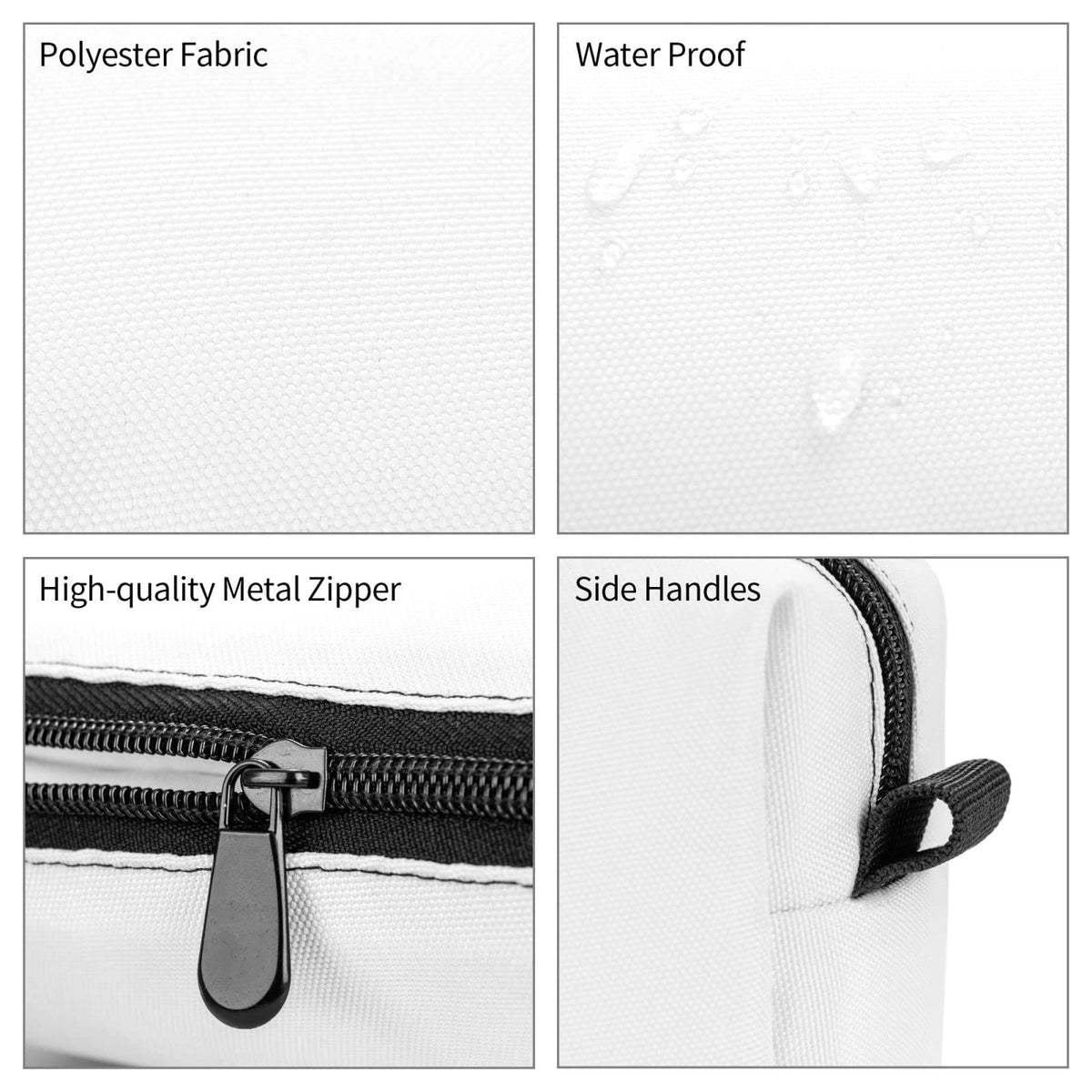 OLUSENMO White Doodle Polka Dot Makeup Bag for Women with Wrist Strap - thewildfolk OLUSENMO White Doodle Polka Dot Makeup Bag for Women with Wrist Strap