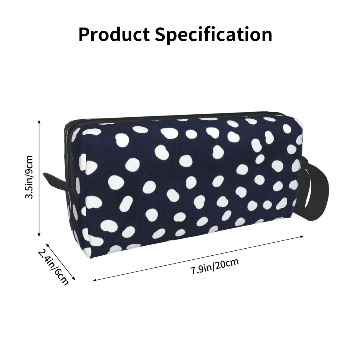 OLUSENMO White Doodle Polka Dot Makeup Bag for Women with Wrist Strap - thewildfolk OLUSENMO White Doodle Polka Dot Makeup Bag for Women with Wrist Strap