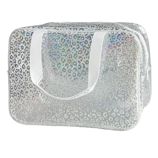 ONEART Travel Clear TPU Bag, Toiletry Carry Pouch Makeup Artist Bag, Waterproof Makeup Bags with Zipper Handle Straps (Leopard print) - thewildfolk ONEART Travel Clear TPU Bag, Toiletry Carry Pouch Makeup Artist Bag, Waterproof Makeup Bags with Zipper Handle Straps (Leopard print)