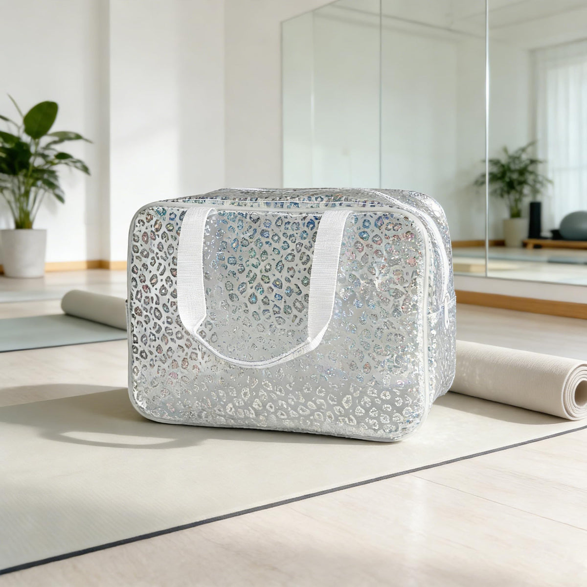 ONEART Travel Clear TPU Bag, Toiletry Carry Pouch Makeup Artist Bag, Waterproof Makeup Bags with Zipper Handle Straps (Leopard print) - thewildfolk ONEART Travel Clear TPU Bag, Toiletry Carry Pouch Makeup Artist Bag, Waterproof Makeup Bags with Zipper Handle Straps (Leopard print)