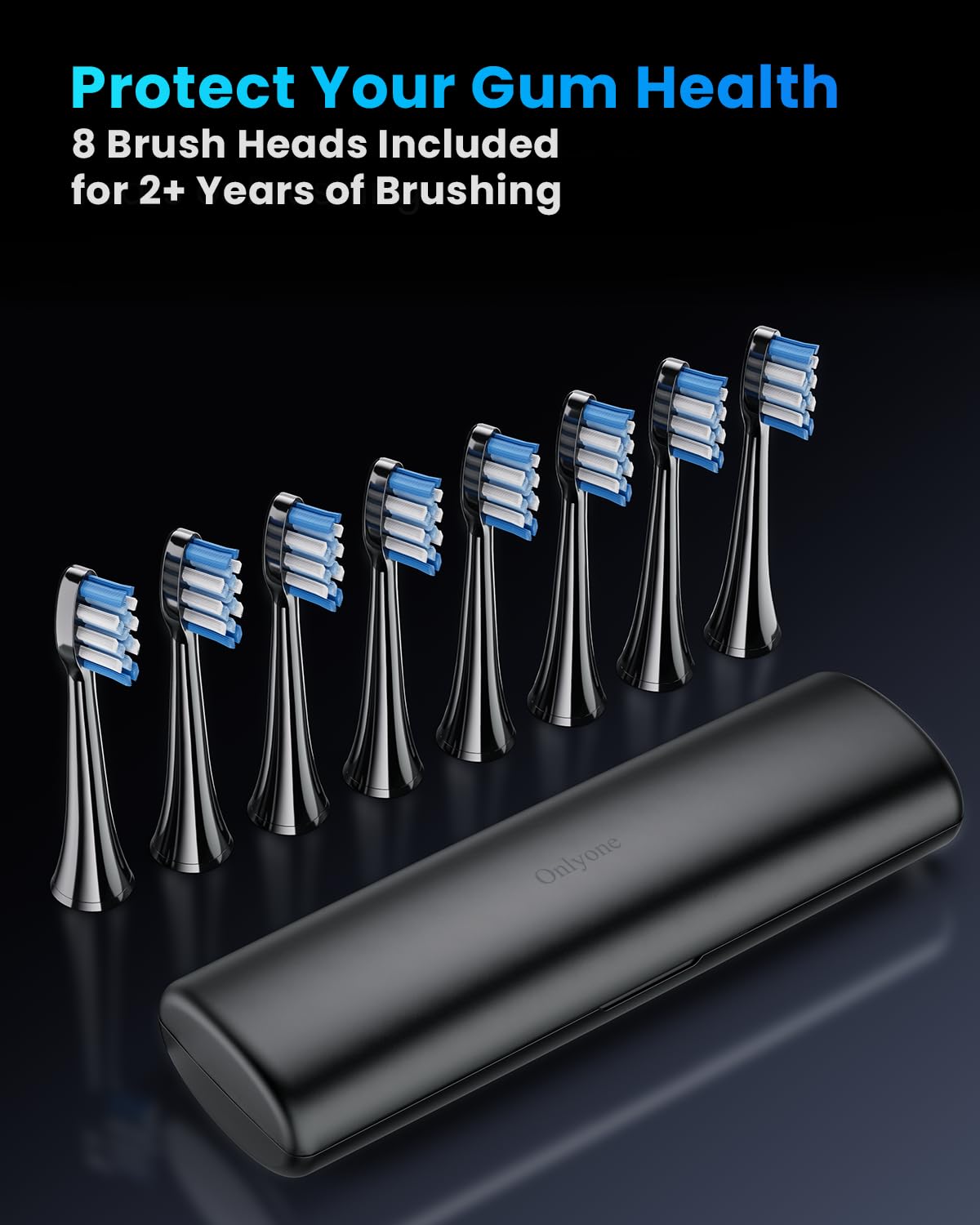 Onlyone Electric Toothbrush for Adults, Rechargeable Electric Toothbrush with 8 Brush Heads, Travel Case, Charging Base & Wireless Charging - 5 Modes with Smart Timer - thewildfolk Onlyone Electric Toothbrush for Adults, Rechargeable Electric Toothbrush with 8 Brush Heads, Travel Case, Charging Base & Wireless Charging - 5 Modes with Smart Timer