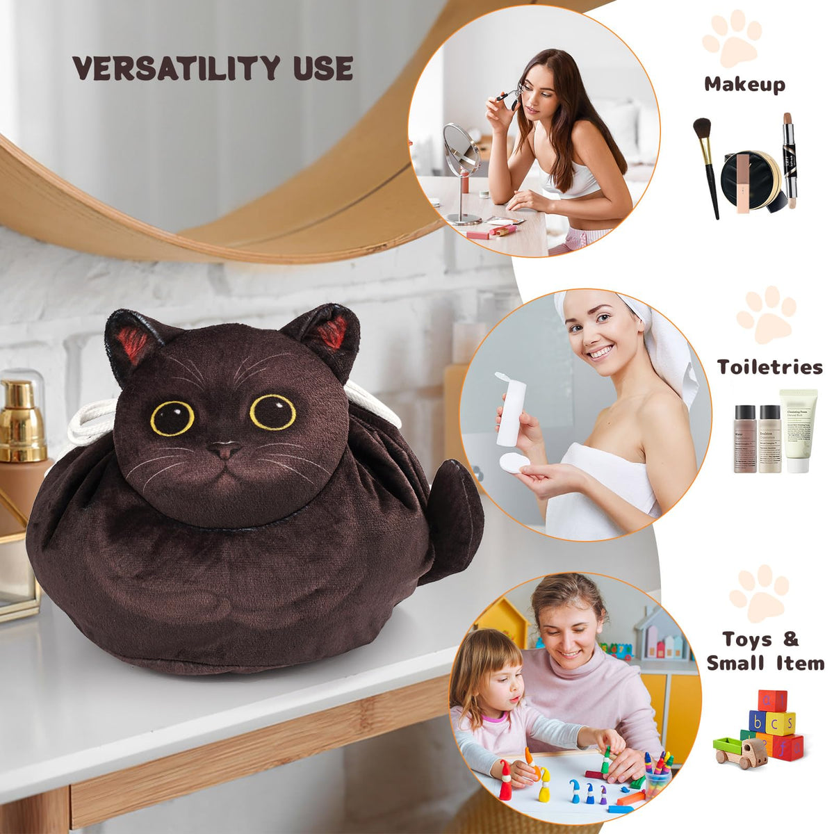 Openhahaha Drawstring Makeup Bag, Cat Makeup Bag, Travel Makeup Organizer, Cosmetic Pouch Bag, Cat Gift for Women, Lay Flat Makeup Bag Gifts for Cat Lovers - thewildfolk Openhahaha Drawstring Makeup Bag, Cat Makeup Bag, Travel Makeup Organizer, Cosmetic Pouch Bag, Cat Gift for Women, Lay Flat Makeup Bag Gifts for Cat Lovers