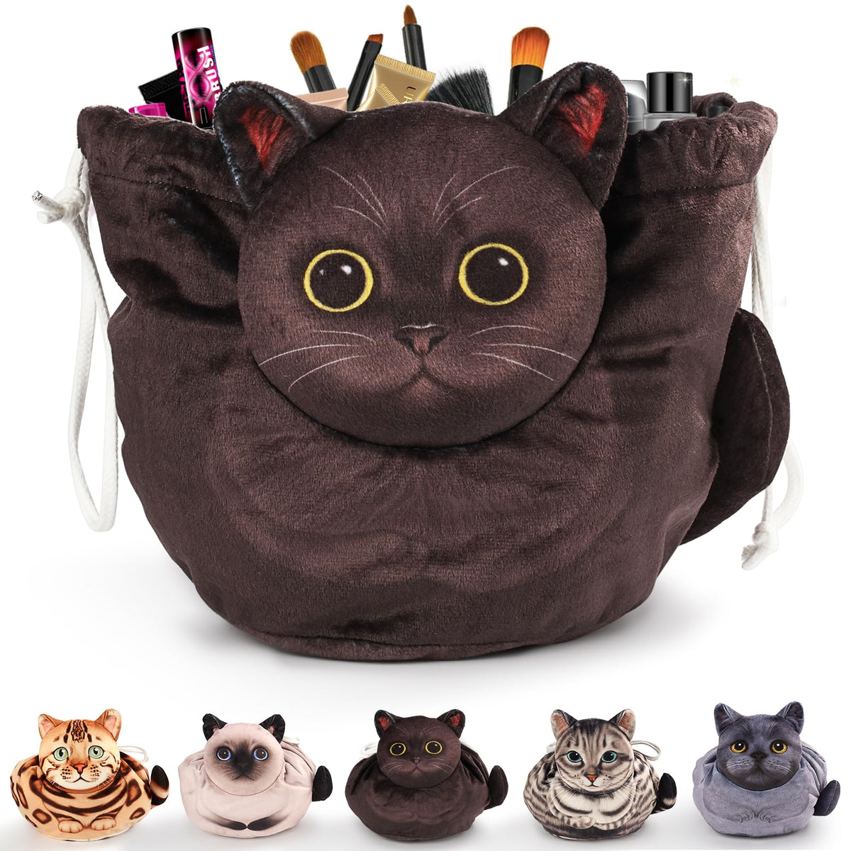 Openhahaha Drawstring Makeup Bag, Cat Makeup Bag, Travel Makeup Organizer, Cosmetic Pouch Bag, Cat Gift for Women, Lay Flat Makeup Bag Gifts for Cat Lovers - thewildfolk Openhahaha Drawstring Makeup Bag, Cat Makeup Bag, Travel Makeup Organizer, Cosmetic Pouch Bag, Cat Gift for Women, Lay Flat Makeup Bag Gifts for Cat Lovers
