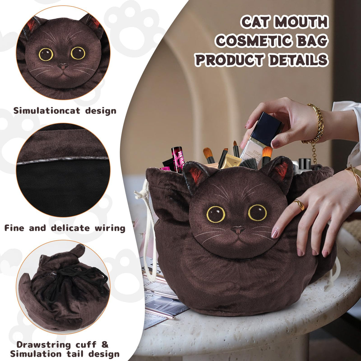 Openhahaha Drawstring Makeup Bag, Cat Makeup Bag, Travel Makeup Organizer, Cosmetic Pouch Bag, Cat Gift for Women, Lay Flat Makeup Bag Gifts for Cat Lovers - thewildfolk Openhahaha Drawstring Makeup Bag, Cat Makeup Bag, Travel Makeup Organizer, Cosmetic Pouch Bag, Cat Gift for Women, Lay Flat Makeup Bag Gifts for Cat Lovers