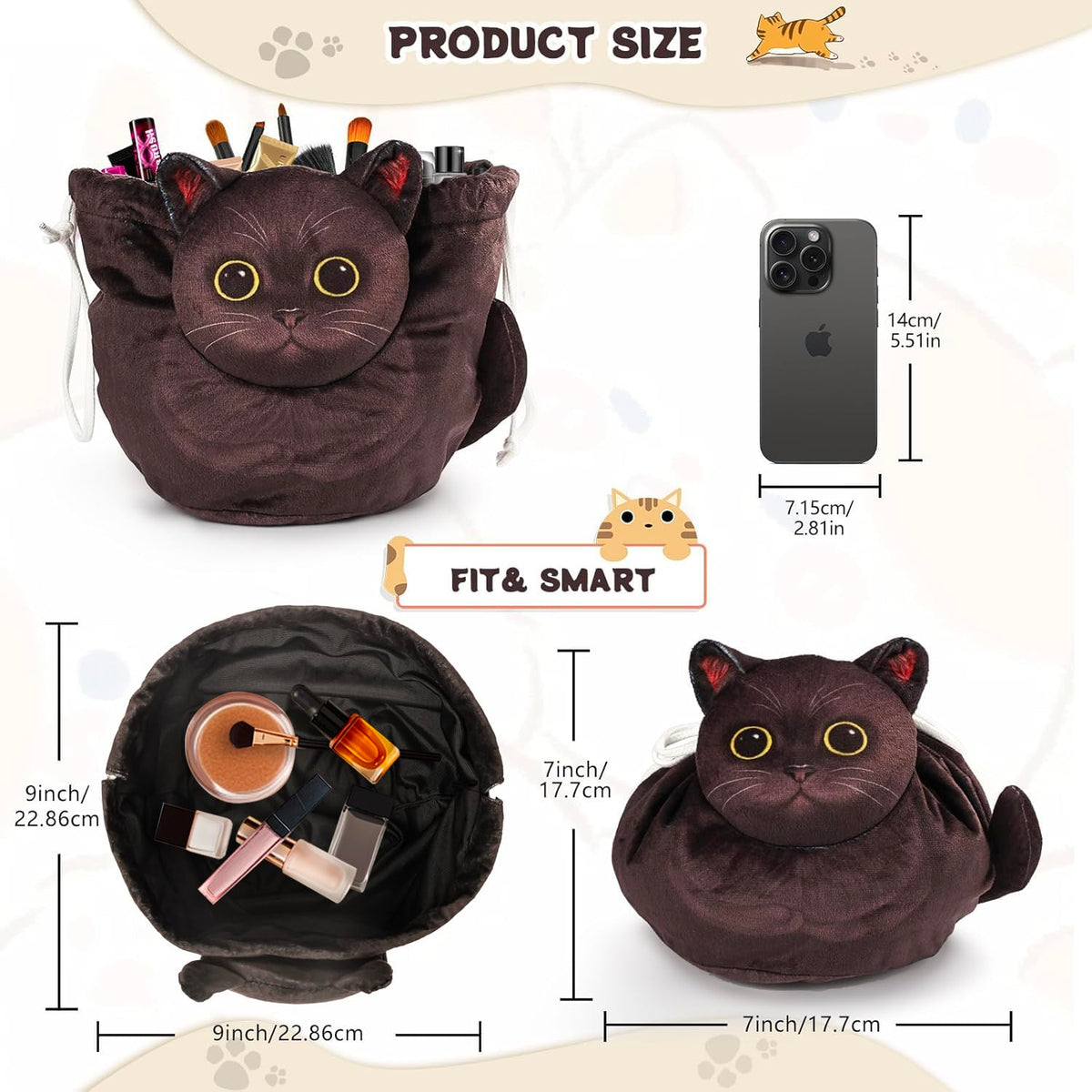 Openhahaha Drawstring Makeup Bag, Cat Makeup Bag, Travel Makeup Organizer, Cosmetic Pouch Bag, Cat Gift for Women, Lay Flat Makeup Bag Gifts for Cat Lovers - thewildfolk Openhahaha Drawstring Makeup Bag, Cat Makeup Bag, Travel Makeup Organizer, Cosmetic Pouch Bag, Cat Gift for Women, Lay Flat Makeup Bag Gifts for Cat Lovers