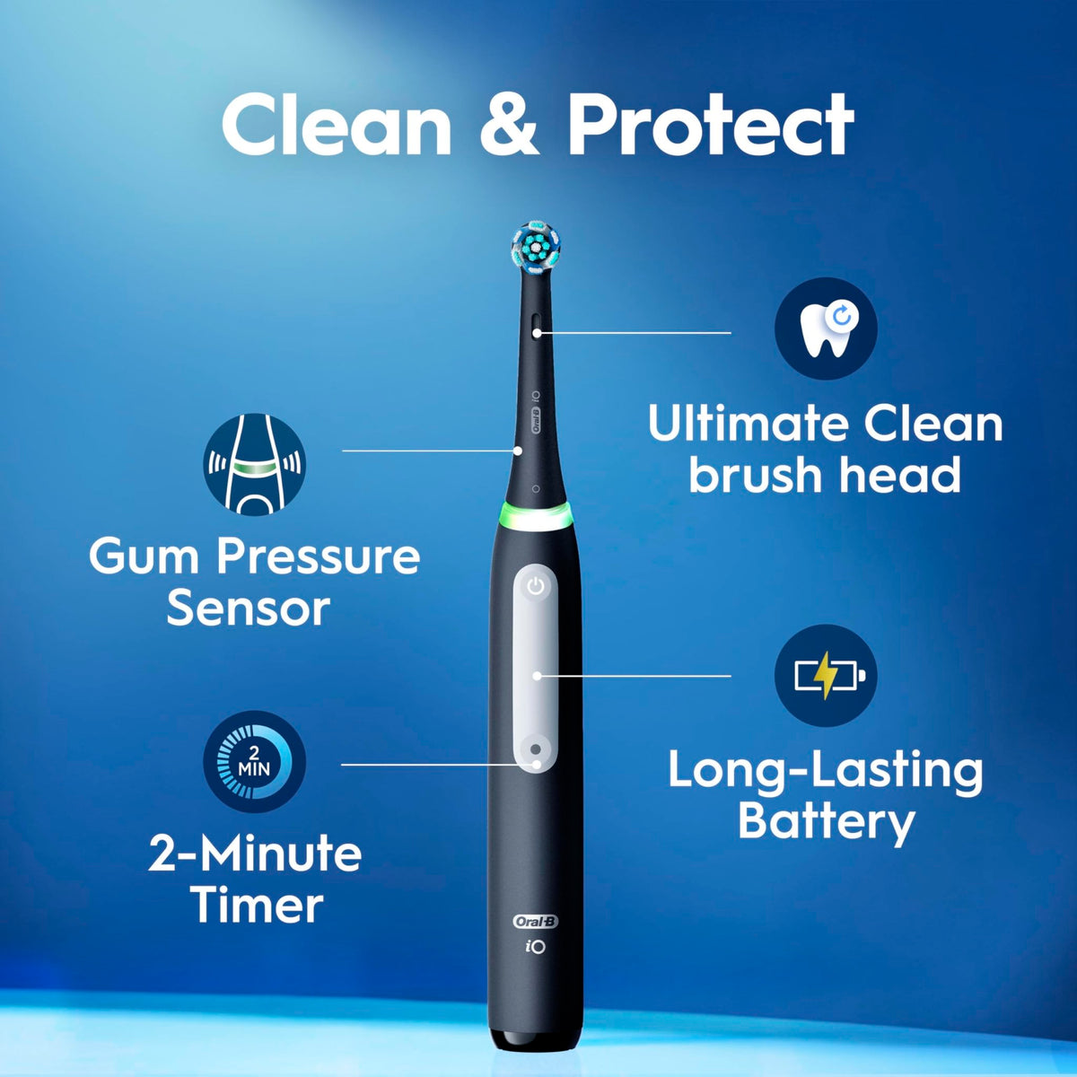 Oral-B iO Series 3 Limited Deep Clean Rechargeable Electric Toothbrush for Adults, Black, 3 Modes, Smart Pressure Sensor, Plaque Removal and Gum Care, 2 Replacement Brush Heads, Travel Case - thewildfolk Oral-B iO Series 3 Limited Deep Clean Rechargeable Electric Toothbrush for Adults, Black, 3 Modes, Smart Pressure Sensor, Plaque Removal and Gum Care, 2 Replacement Brush Heads, Travel Case