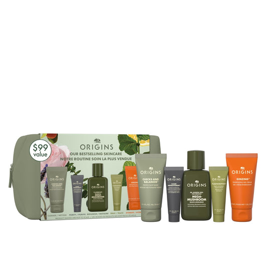 Origins Bestselling Skincare Set | Features Cleanser, Mask, Treatment Lotion, Serum & Moisturizer | With Peptides, Hyaluronic Acid & Niacinamide - thewildfolk Origins Bestselling Skincare Set | Features Cleanser, Mask, Treatment Lotion, Serum & Moisturizer | With Peptides, Hyaluronic Acid & Niacinamide