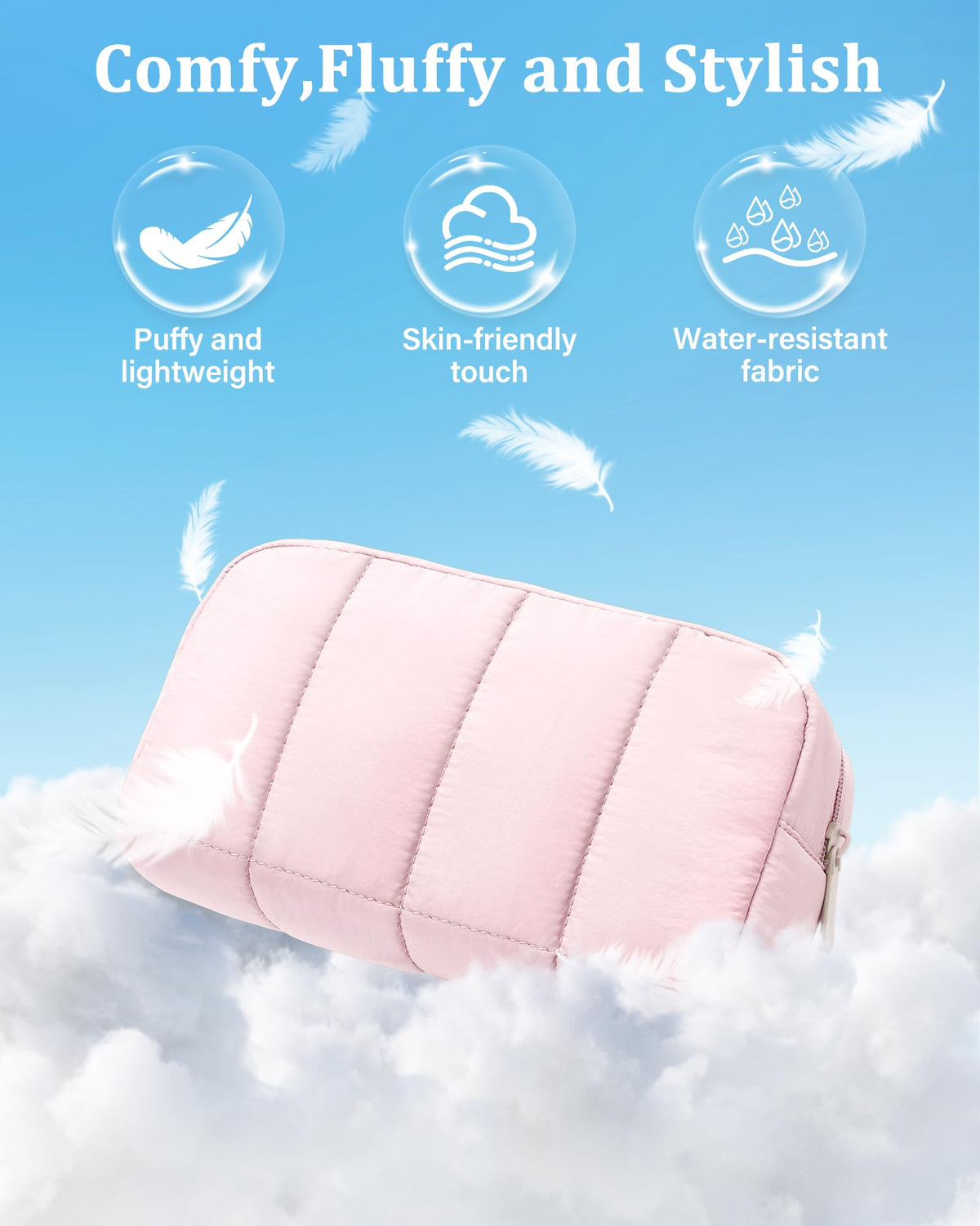 oscaurt 2 Pcs Makeup Bag Travel Toiletry Bag for Women Puffy Padded Cosmetic Pouch Purse Wide-open Makeup Organizer Case Travel Essentials - thewildfolk oscaurt 2 Pcs Makeup Bag Travel Toiletry Bag for Women Puffy Padded Cosmetic Pouch Purse Wide-open Makeup Organizer Case Travel Essentials