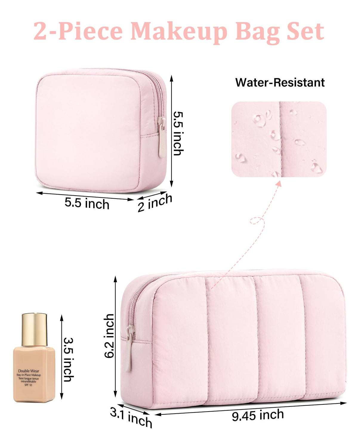 oscaurt 2 Pcs Makeup Bag Travel Toiletry Bag for Women Puffy Padded Cosmetic Pouch Purse Wide-open Makeup Organizer Case Travel Essentials - thewildfolk oscaurt 2 Pcs Makeup Bag Travel Toiletry Bag for Women Puffy Padded Cosmetic Pouch Purse Wide-open Makeup Organizer Case Travel Essentials