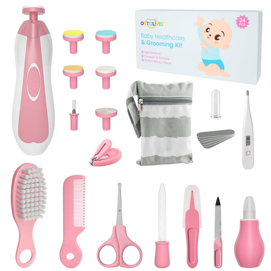 OTTOLIVES Baby Grooming Kit with Electric Nail Trimmer, 0-3 Years+, Pink - thewildfolk OTTOLIVES Baby Grooming Kit with Electric Nail Trimmer, 0-3 Years+, Pink