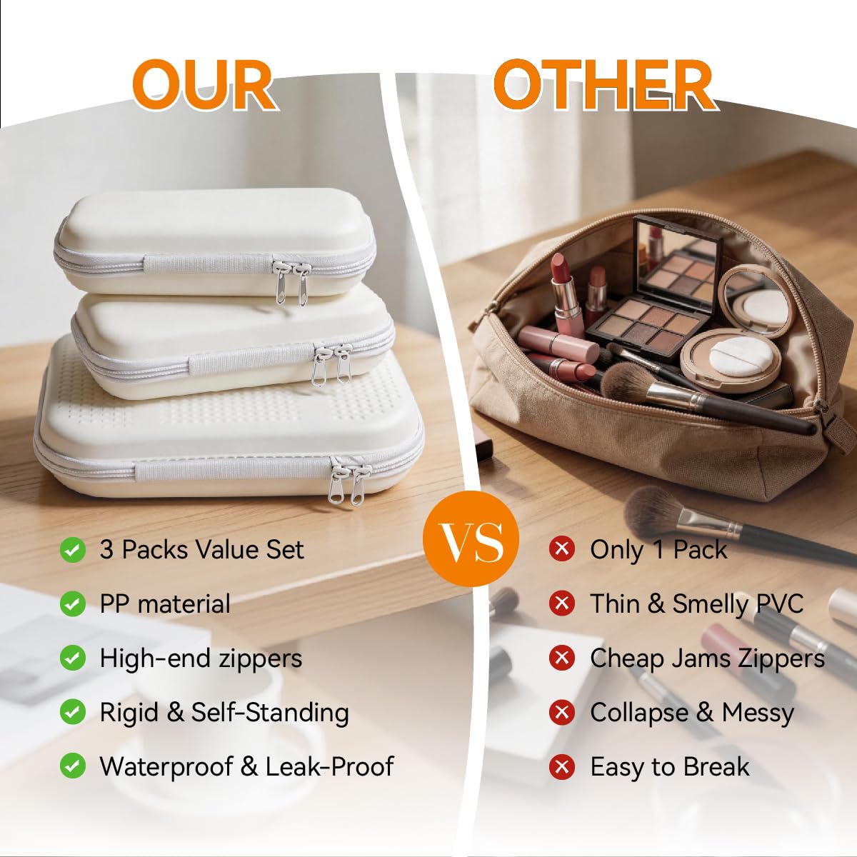 OUXIA 3 Pcs Hard Shell Zipper Case, Hard Plastic Zipper Case, Travel Toiletry Bag, Diaper Bag Organizer Pouches Matte Hard Shell Cosmetic/Toiletry Pouch, Travel Organizer, Toy Storage Bins for Travel - thewildfolk OUXIA 3 Pcs Hard Shell Zipper Case, Hard Plastic Zipper Case, Travel Toiletry Bag, Diaper Bag Organizer Pouches Matte Hard Shell Cosmetic/Toiletry Pouch, Travel Organizer, Toy Storage Bins for Travel