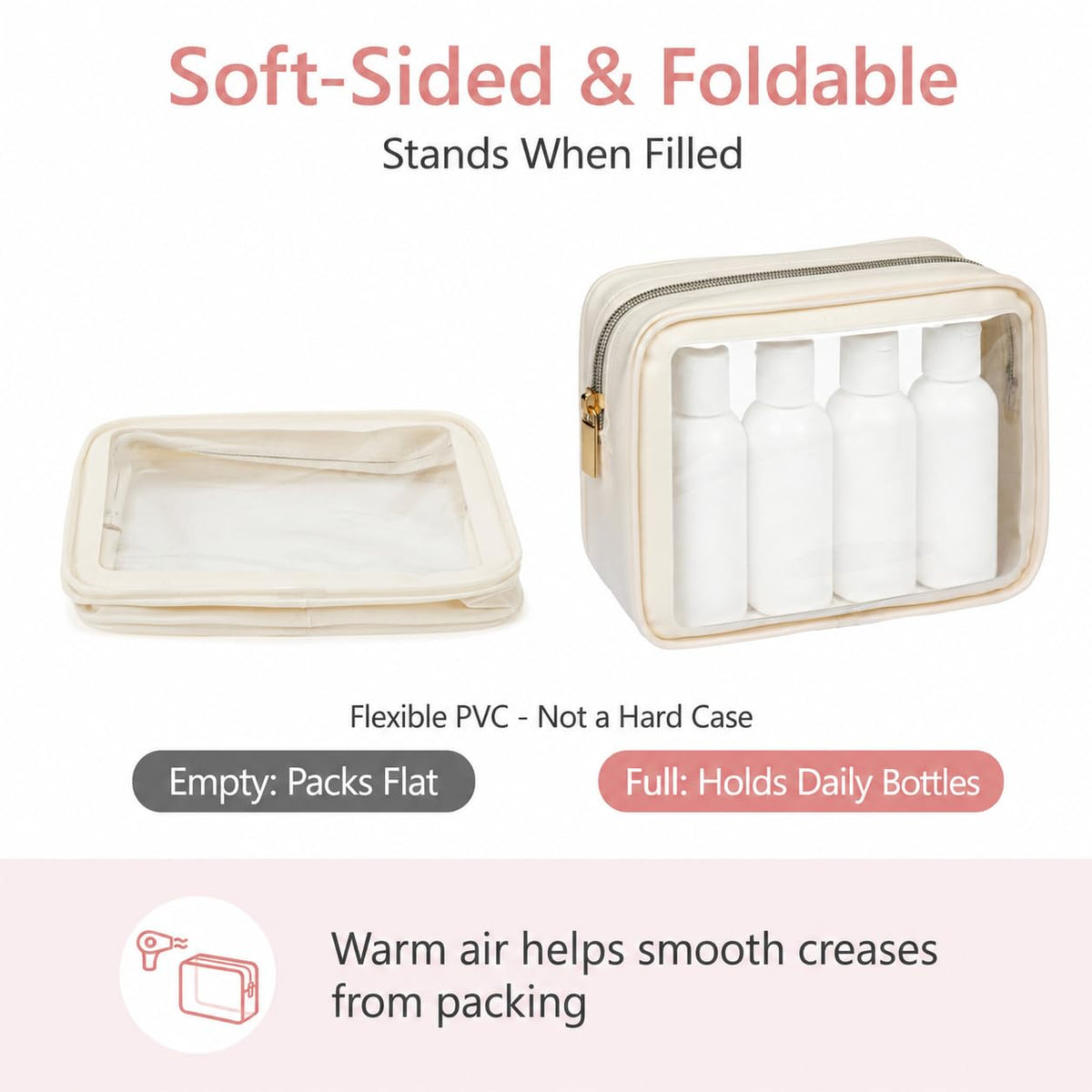 PACKISM Clear Makeup Bag Travel - 3 Pack TSA Approved Toiletry Bag, Beige - thewildfolk PACKISM Clear Makeup Bag Travel - 3 Pack TSA Approved Toiletry Bag, Beige