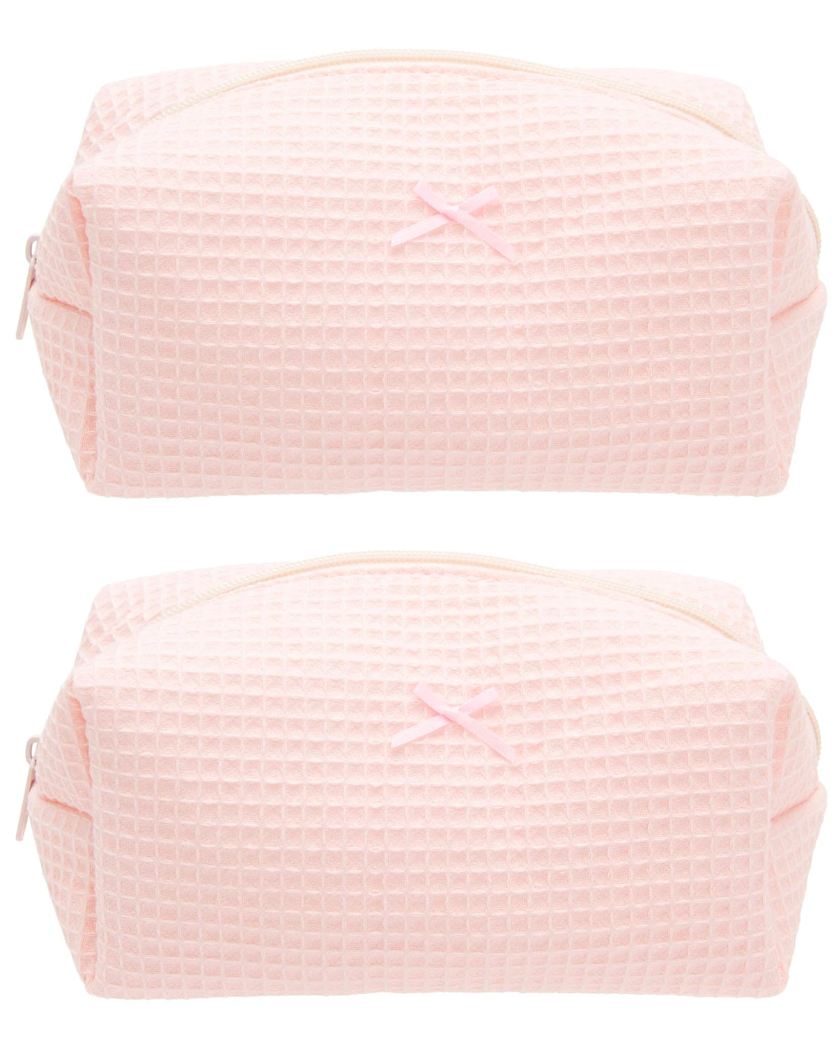 PAZIMIIK Cozy Makeup Bag for Women,Zipper Cosmetic Pouch,Waffle Pink,2 Pack - thewildfolk PAZIMIIK Cozy Makeup Bag for Women,Zipper Cosmetic Pouch,Waffle Pink,2 Pack