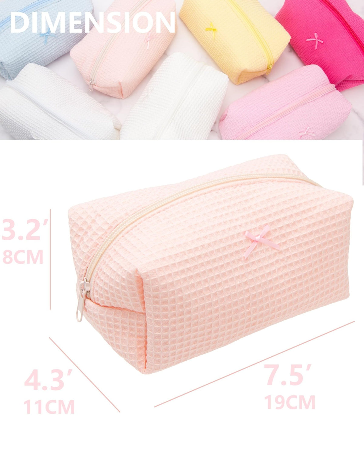 PAZIMIIK Cozy Makeup Bag for Women,Zipper Cosmetic Pouch,Waffle Pink,2 Pack - thewildfolk PAZIMIIK Cozy Makeup Bag for Women,Zipper Cosmetic Pouch,Waffle Pink,2 Pack