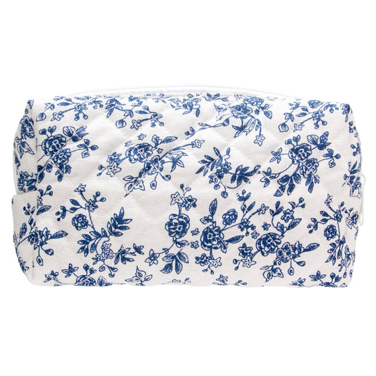 PAZIMIIK Small Quilted Makeup Bag,Zipper Cosmetic Pouch,Jouy Blue - thewildfolk PAZIMIIK Small Quilted Makeup Bag,Zipper Cosmetic Pouch,Jouy Blue