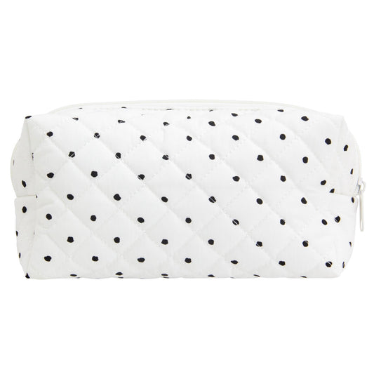 PAZIMIIK Small Quilted Makeup Bag,Zipper Cosmetic Pouch,Polka Dot White - thewildfolk PAZIMIIK Small Quilted Makeup Bag,Zipper Cosmetic Pouch,Polka Dot White
