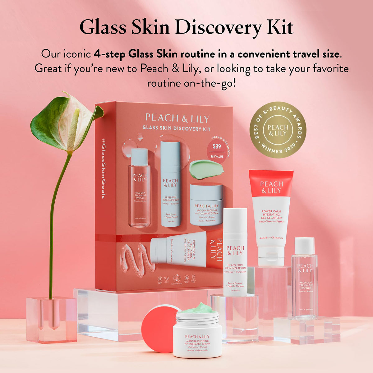 Peach & Lily - Glass Skin Discovery Kit (4 Products) - 1 Cleanser, 1 Essence, 1 Serum & 1 Cream - Skin Care Set - Acne Routine - Travel Essentials - Self Care - Vegan & Cruelty Free - Korean Beauty - thewildfolk Peach & Lily - Glass Skin Discovery Kit (4 Products) - 1 Cleanser, 1 Essence, 1 Serum & 1 Cream - Skin Care Set - Acne Routine - Travel Essentials - Self Care - Vegan & Cruelty Free - Korean Beauty