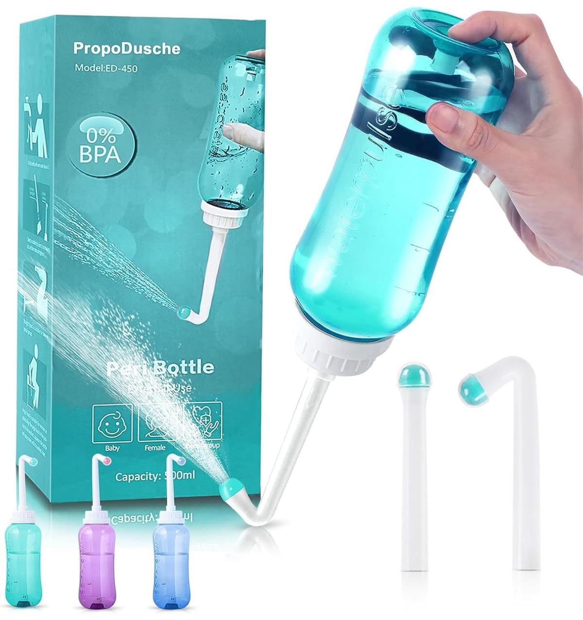 Peri Bottle for Travel Bidet - Care,Portable Travel Squeeze Bottle Bidet for Women Personal Hygiene Cleaning,2 Tubes for Baby Mom and 16.9OZ(Green) - thewildfolk Peri Bottle for Travel Bidet - Care,Portable Travel Squeeze Bottle Bidet for Women Personal Hygiene Cleaning,2 Tubes for Baby Mom and 16.9OZ(Green)