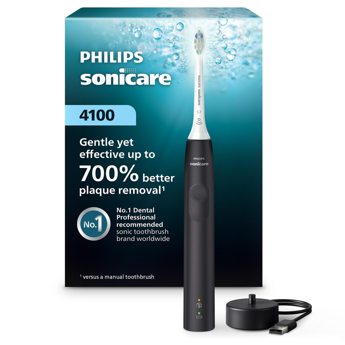 Philips Sonicare 4100 Rechargeable Electric Toothbrush, 1 Brush Head, Black - thewildfolk Philips Sonicare 4100 Rechargeable Electric Toothbrush, 1 Brush Head, Black