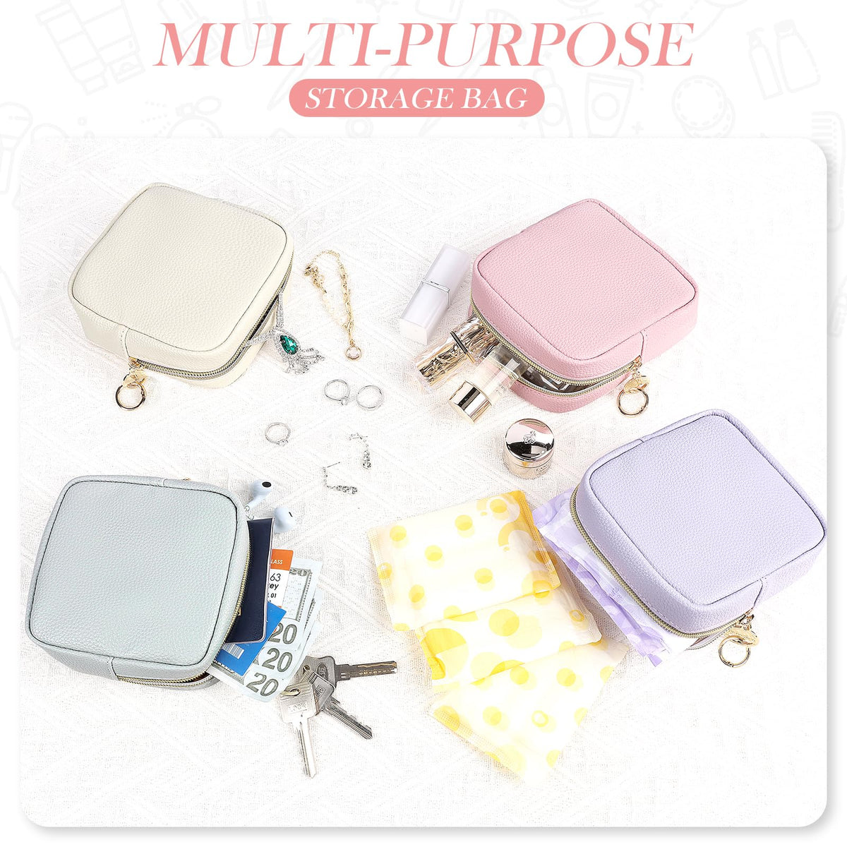 Playexen 4.9" Small Makeup Bag for Purse, PU Mini Cosmetic Bag with Ring Buckle, Portable Small Makeup Travel Toiletry Pouches for Women, Birthday/Wedding/Christmas Gifts (Green) - thewildfolk Playexen 4.9" Small Makeup Bag for Purse, PU Mini Cosmetic Bag with Ring Buckle, Portable Small Makeup Travel Toiletry Pouches for Women, Birthday/Wedding/Christmas Gifts (Green)