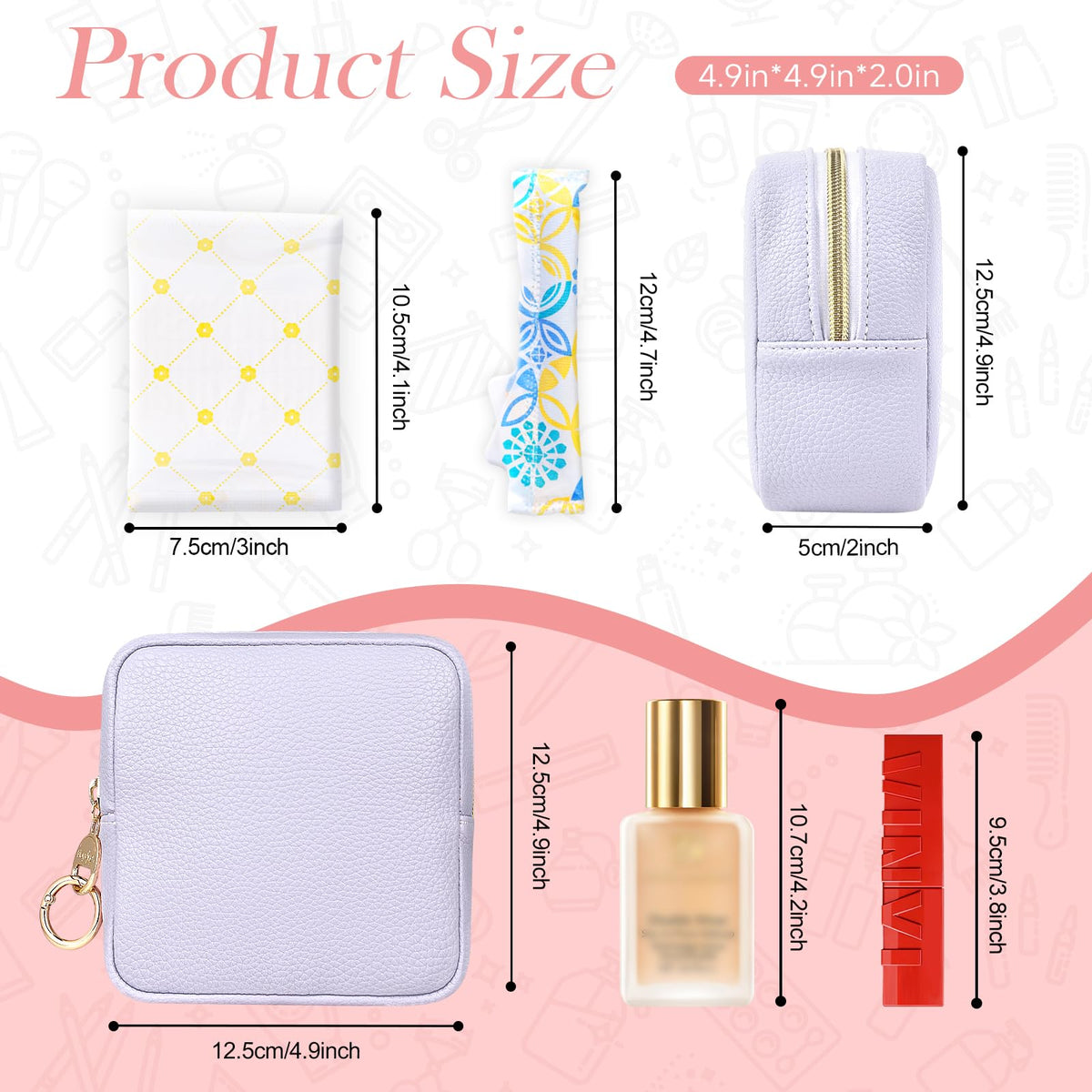 Playexen 4.9" Small Makeup Bag for Purse, PU Mini Cosmetic Bag with Ring Buckle, Portable Small Makeup Travel Toiletry Pouches for Women, Birthday/Wedding/Christmas Gifts (Green) - thewildfolk Playexen 4.9" Small Makeup Bag for Purse, PU Mini Cosmetic Bag with Ring Buckle, Portable Small Makeup Travel Toiletry Pouches for Women, Birthday/Wedding/Christmas Gifts (Green)
