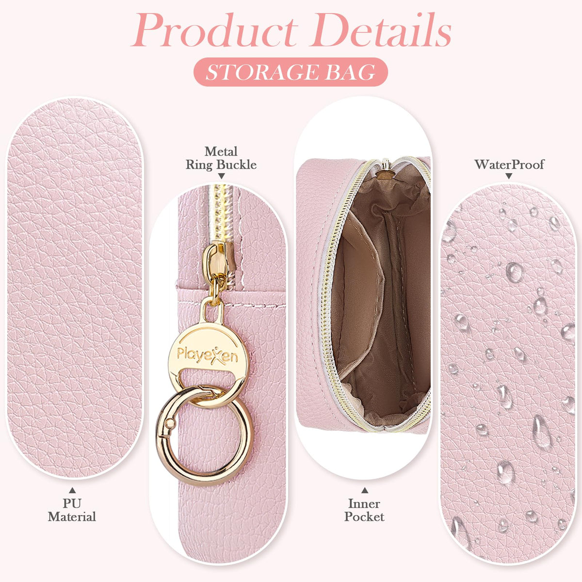 Playexen 4.9" Small Makeup Bag for Purse, PU Mini Cosmetic Bag with Ring Buckle, Portable Small Makeup Travel Toiletry Pouches for Women, Birthday/Wedding/Christmas Gifts (Green) - thewildfolk Playexen 4.9" Small Makeup Bag for Purse, PU Mini Cosmetic Bag with Ring Buckle, Portable Small Makeup Travel Toiletry Pouches for Women, Birthday/Wedding/Christmas Gifts (Green)