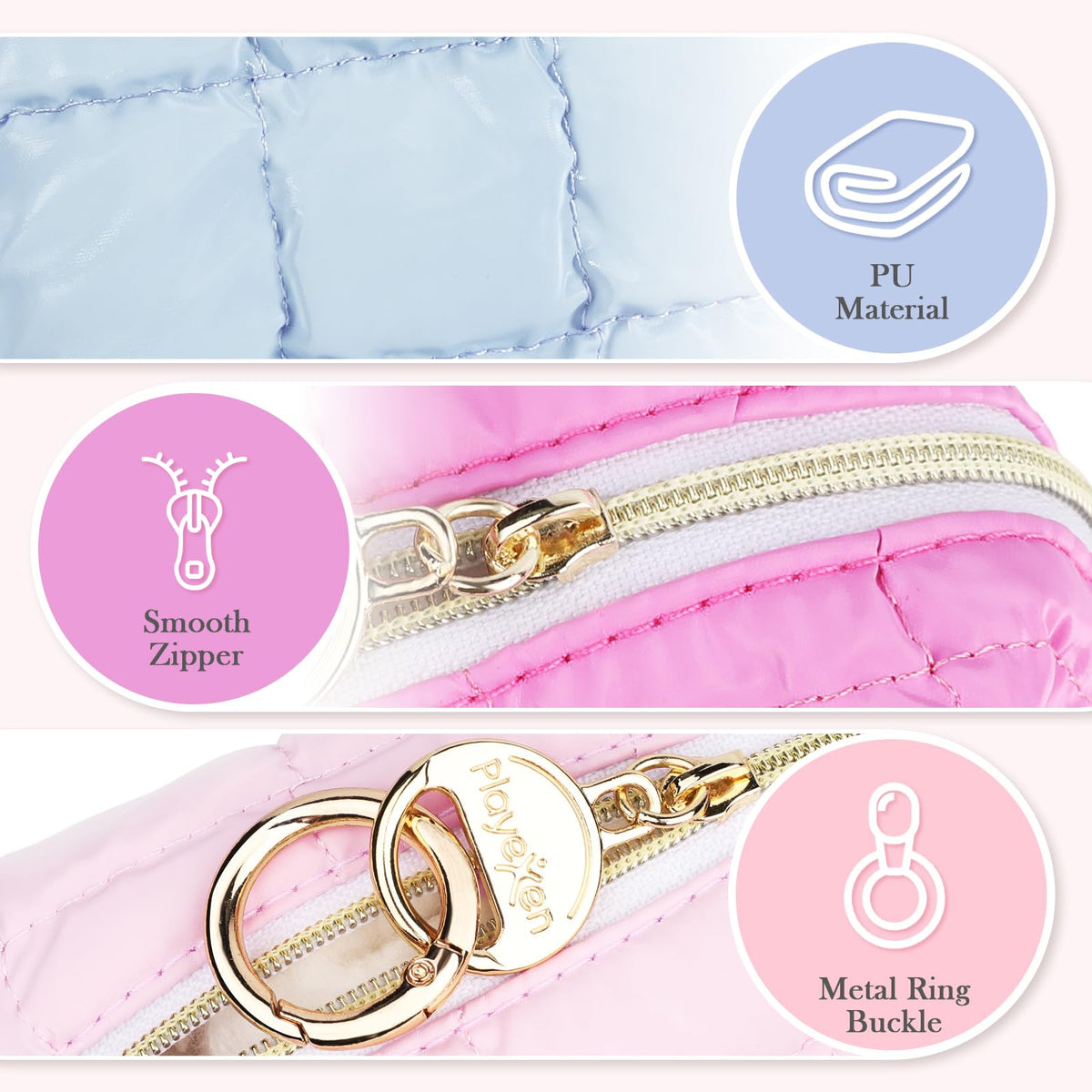 Playexen Puffy Mini Makeup Bag, Cute Quilted Small Cosmetic Bag for Purse, Portable Travel Makeup Pouch for Lipsticks, Chapsticks, Earphone, Credit Card, Birthday/Wedding/Christmas Gifts (Pink) - thewildfolk Playexen Puffy Mini Makeup Bag, Cute Quilted Small Cosmetic Bag for Purse, Portable Travel Makeup Pouch for Lipsticks, Chapsticks, Earphone, Credit Card, Birthday/Wedding/Christmas Gifts (Pink)