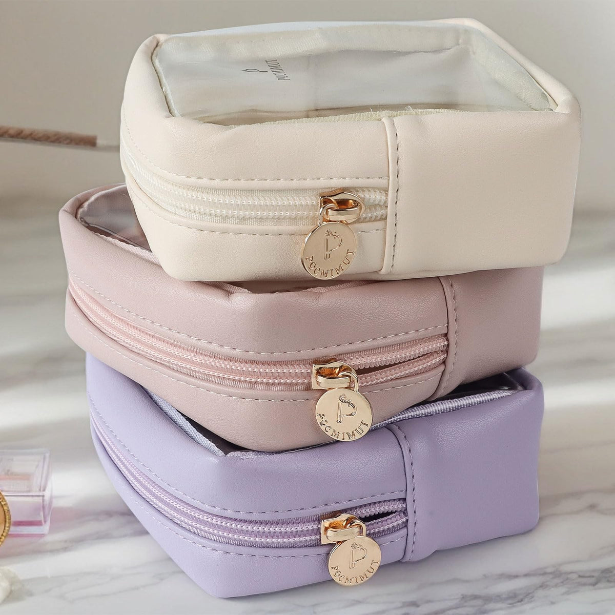 Pocmimut Clear Makeup Bag,Easy to Find Mini Makeup Bag for Purse,Travel Makeup Bag for Car, Compact Cosmetic Pouch for Daily Essentials,Beige - thewildfolk Pocmimut Clear Makeup Bag,Easy to Find Mini Makeup Bag for Purse,Travel Makeup Bag for Car, Compact Cosmetic Pouch for Daily Essentials,Beige