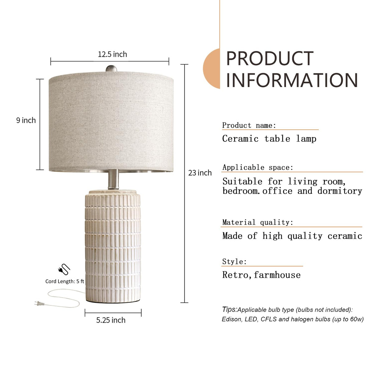 PoKat 23" Modern Ceramic Table Lamp Set of 2 for Living Room Bedroom, White - thewildfolk PoKat 23" Modern Ceramic Table Lamp Set of 2 for Living Room Bedroom, White