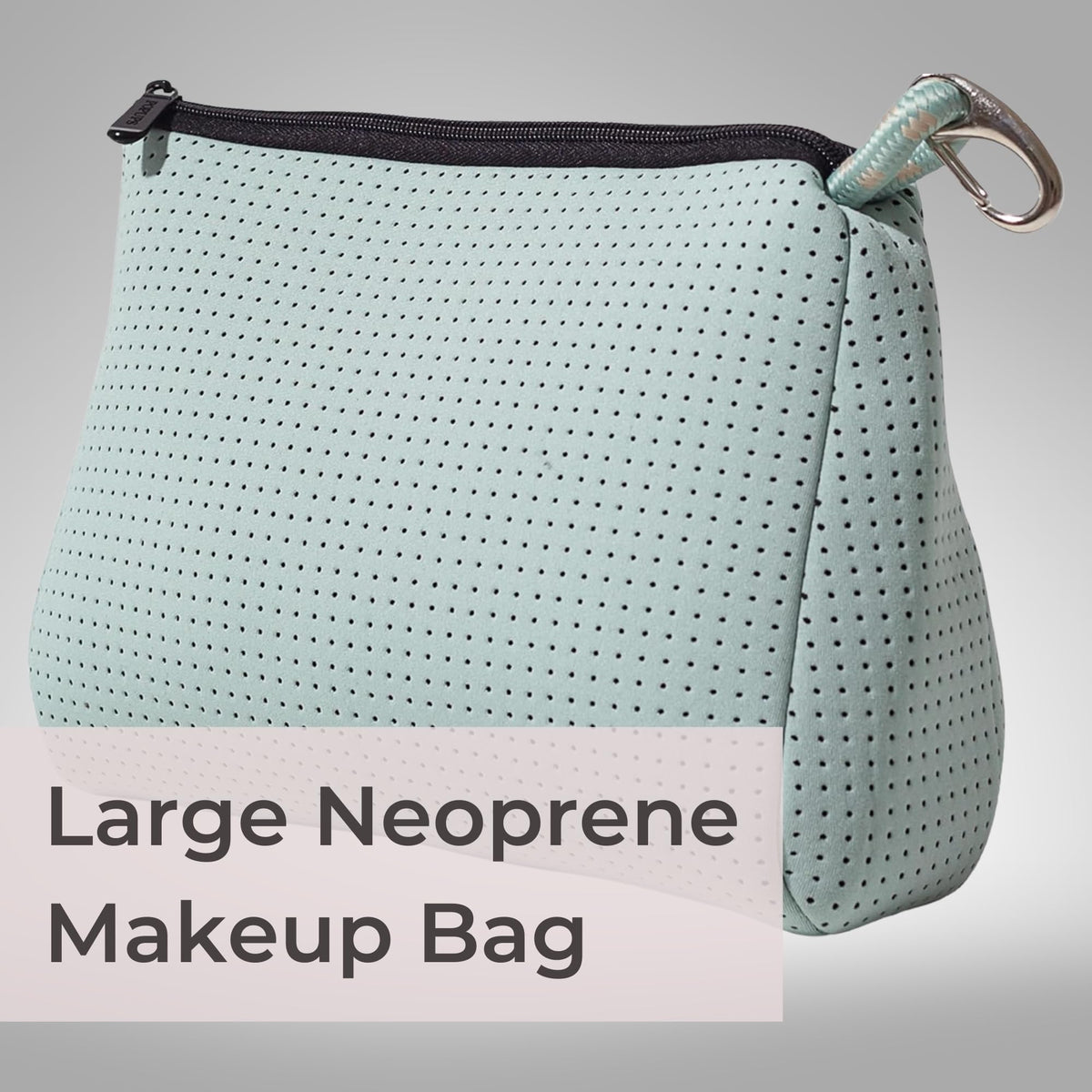 POPUPS Large Makeup Bag with Zipper - Waterproof Neoprene Cosmetic Bag 7.7 x 10.75 x 5 inches - Pouch Minty Green - thewildfolk POPUPS Large Makeup Bag with Zipper - Waterproof Neoprene Cosmetic Bag 7.7 x 10.75 x 5 inches - Pouch Minty Green