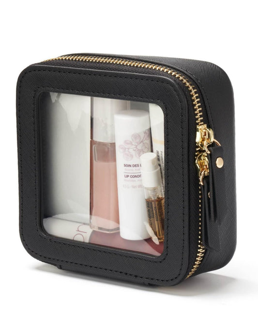 Popvibe Small Clear Makeup Bag for Purse, Travel Cosmetic Case, Black, Mini - thewildfolk Popvibe Small Clear Makeup Bag for Purse, Travel Cosmetic Case, Black, Mini