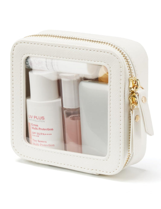 Popvibe Small Clear Makeup Bag for Purse, Travel Cosmetic Case, White, Mini - thewildfolk Popvibe Small Clear Makeup Bag for Purse, Travel Cosmetic Case, White, Mini