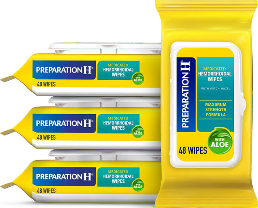 Preparation H Hemorrhoid Flushable Wipes with Witch Hazel for Skin Irritation Relief - 48 Count (Pack of 4) - thewildfolk Preparation H Hemorrhoid Flushable Wipes with Witch Hazel for Skin Irritation Relief - 48 Count (Pack of 4)