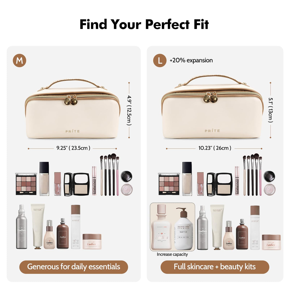 Prite Makeup Bag Travel Toiletry Bag Open Flat Cosmetic Organizer for Women - thewildfolk Prite Makeup Bag Travel Toiletry Bag Open Flat Cosmetic Organizer for Women