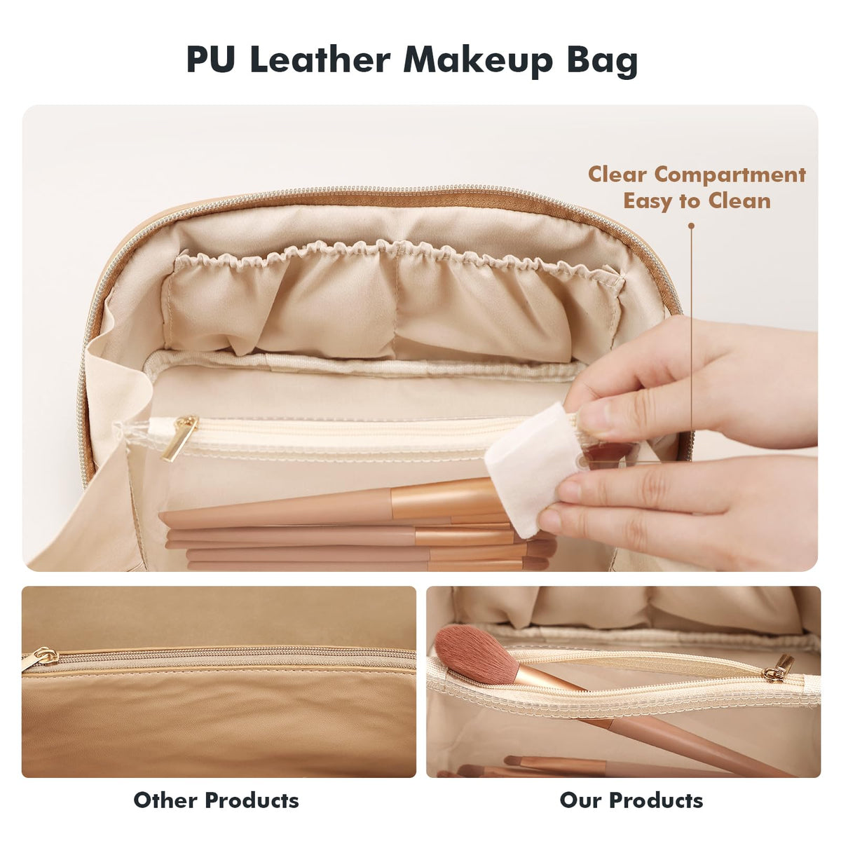 Prite Makeup Bag Travel Toiletry Bag Open Flat Cosmetic Organizer for Women - thewildfolk Prite Makeup Bag Travel Toiletry Bag Open Flat Cosmetic Organizer for Women