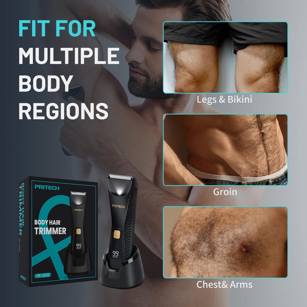 PRITECH Manscape Body Hair Trimmer - Waterproof Pubic Hair Ball Trimmer, Ceramic Blade Shavers Electric Razors for Men with USB-C Charging, Wet/Dry Use, Nick-Free Mens Grooming Kits, Gifts for Men - thewildfolk PRITECH Manscape Body Hair Trimmer - Waterproof Pubic Hair Ball Trimmer, Ceramic Blade Shavers Electric Razors for Men with USB-C Charging, Wet/Dry Use, Nick-Free Mens Grooming Kits, Gifts for Men