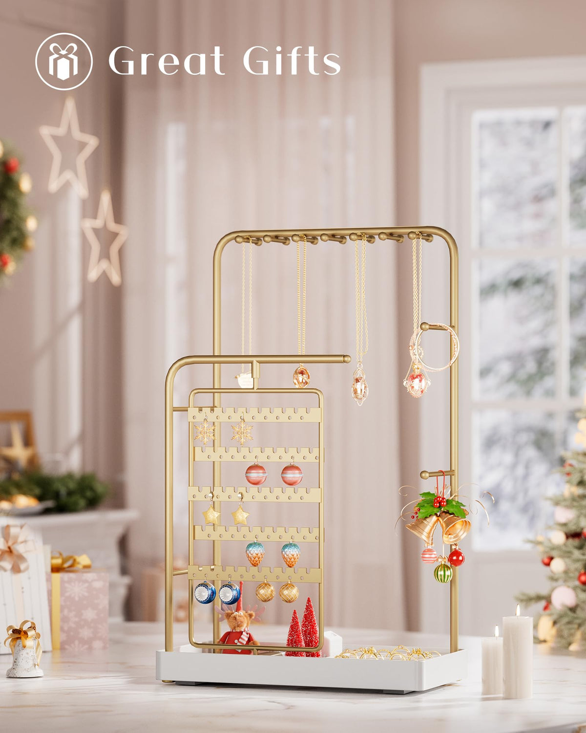 ProCase Jewelry Stand Holder Organizer and Storage, Gold (No-Assembly) - thewildfolk ProCase Jewelry Stand Holder Organizer and Storage, Gold (No-Assembly)