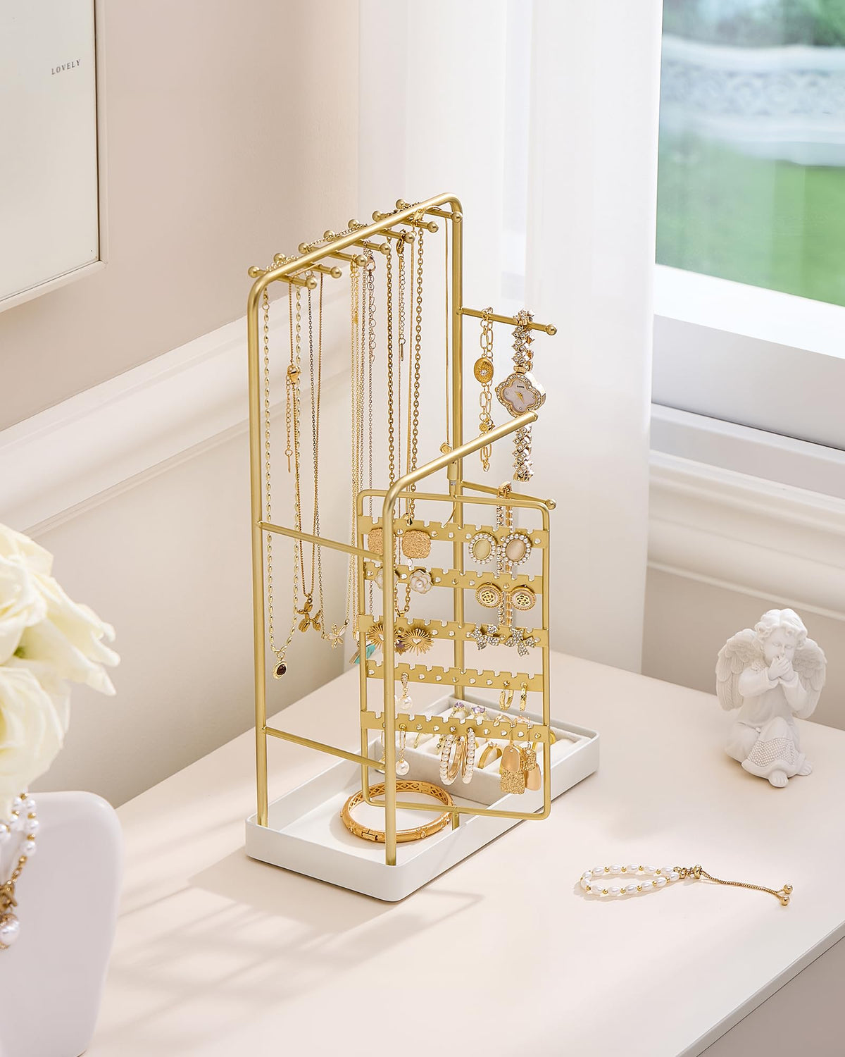 ProCase Jewelry Stand Holder Organizer and Storage, Gold (No-Assembly) - thewildfolk ProCase Jewelry Stand Holder Organizer and Storage, Gold (No-Assembly)