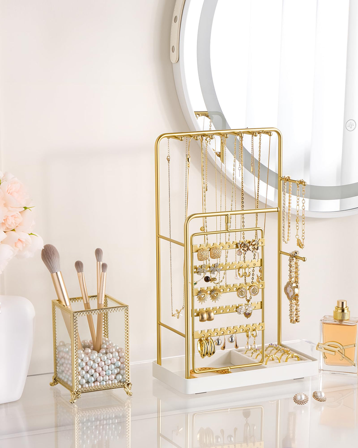 ProCase Jewelry Stand Holder Organizer and Storage, Gold (No-Assembly) - thewildfolk ProCase Jewelry Stand Holder Organizer and Storage, Gold (No-Assembly)