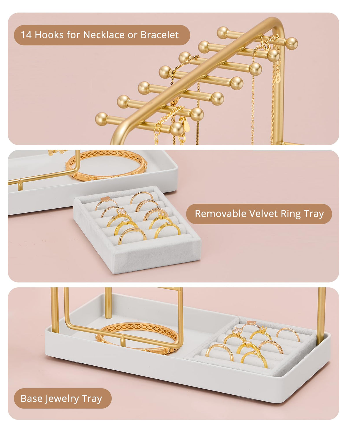 ProCase Jewelry Stand Holder Organizer and Storage, Gold (No-Assembly) - thewildfolk ProCase Jewelry Stand Holder Organizer and Storage, Gold (No-Assembly)