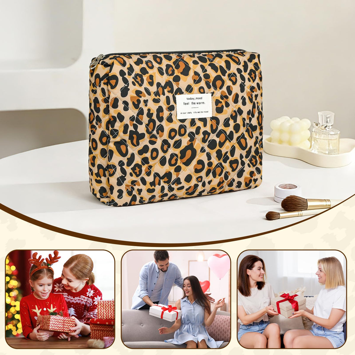 Puchifoda Quilted Makeup Bag Set,3 Pcs Puffy Cosmetic Bags Aesthetic Make Up Bags,Small Zipper Pouch,Travel Toiletry Bag Purse Organizer Pouches for Women (Leopard-Print) - thewildfolk Puchifoda Quilted Makeup Bag Set,3 Pcs Puffy Cosmetic Bags Aesthetic Make Up Bags,Small Zipper Pouch,Travel Toiletry Bag Purse Organizer Pouches for Women (Leopard-Print)