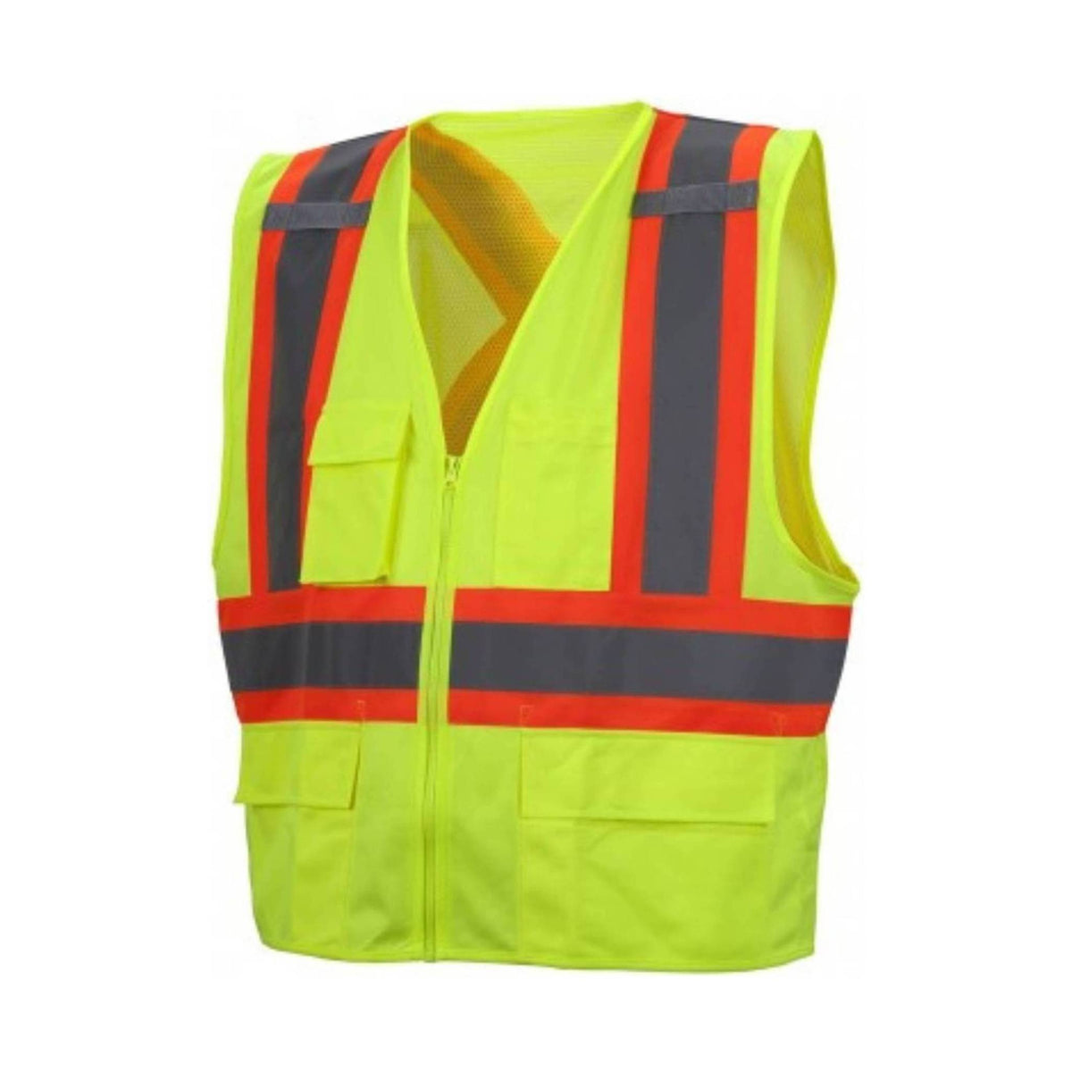 Pyramex Men's Hi-Viz Safety Zipper Vest - Yellow