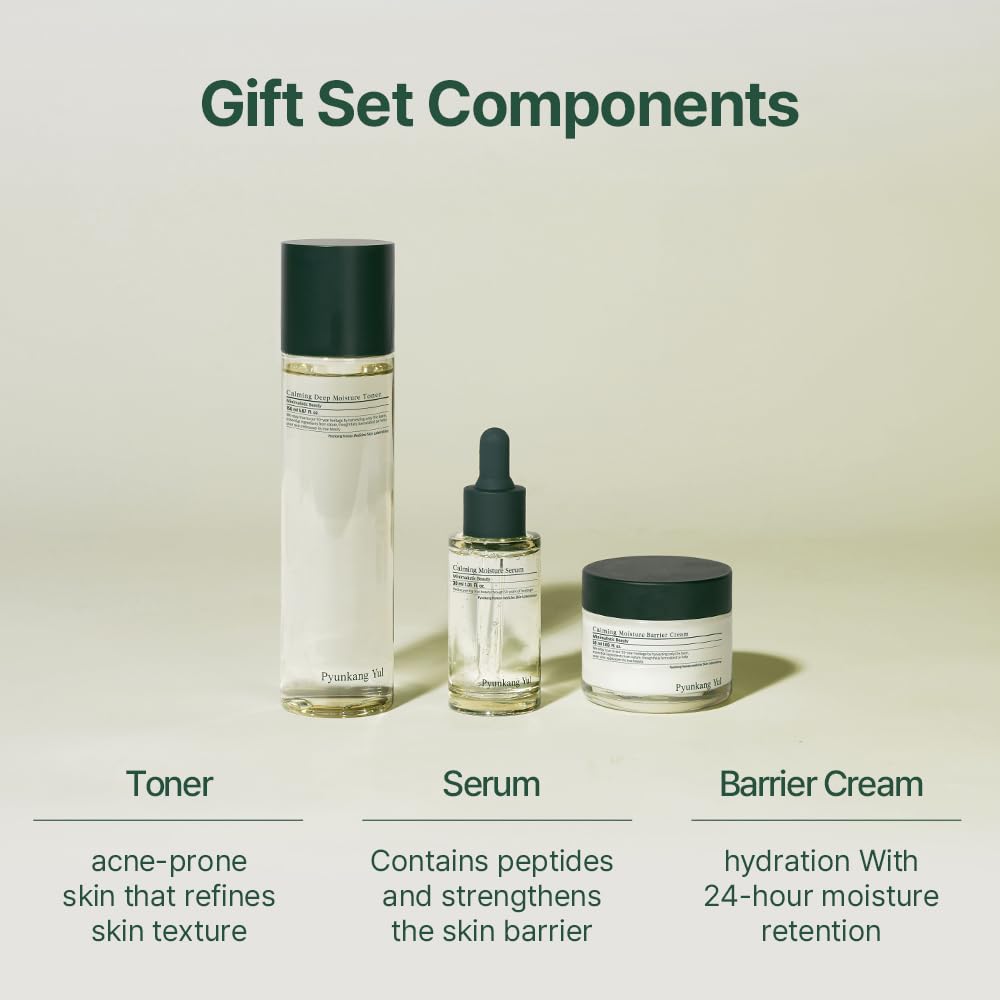 Pyunkang Yul PKY Calming Line Gift Box Set-Korean Facial Skin Care Essential for Daily Moisturizing with Toner, Serum, Cream, Vegan & Cruelty Free - thewildfolk Pyunkang Yul PKY Calming Line Gift Box Set-Korean Facial Skin Care Essential for Daily Moisturizing with Toner, Serum, Cream, Vegan & Cruelty Free
