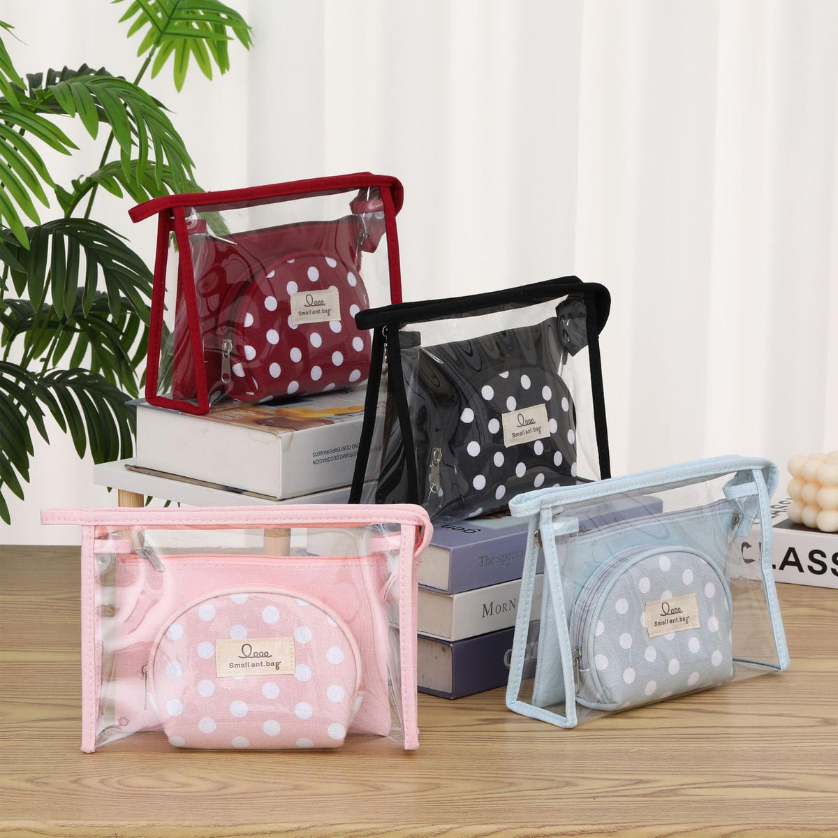 Qikuver Clear Makeup Bag Set, 3 Pack Makeup Toiletry Bags for Women, Portable Travel Cosmetic Bags Purse Bags Zipper Storage Pouches for Home Travel Accessories (Red) - thewildfolk Qikuver Clear Makeup Bag Set, 3 Pack Makeup Toiletry Bags for Women, Portable Travel Cosmetic Bags Purse Bags Zipper Storage Pouches for Home Travel Accessories (Red)