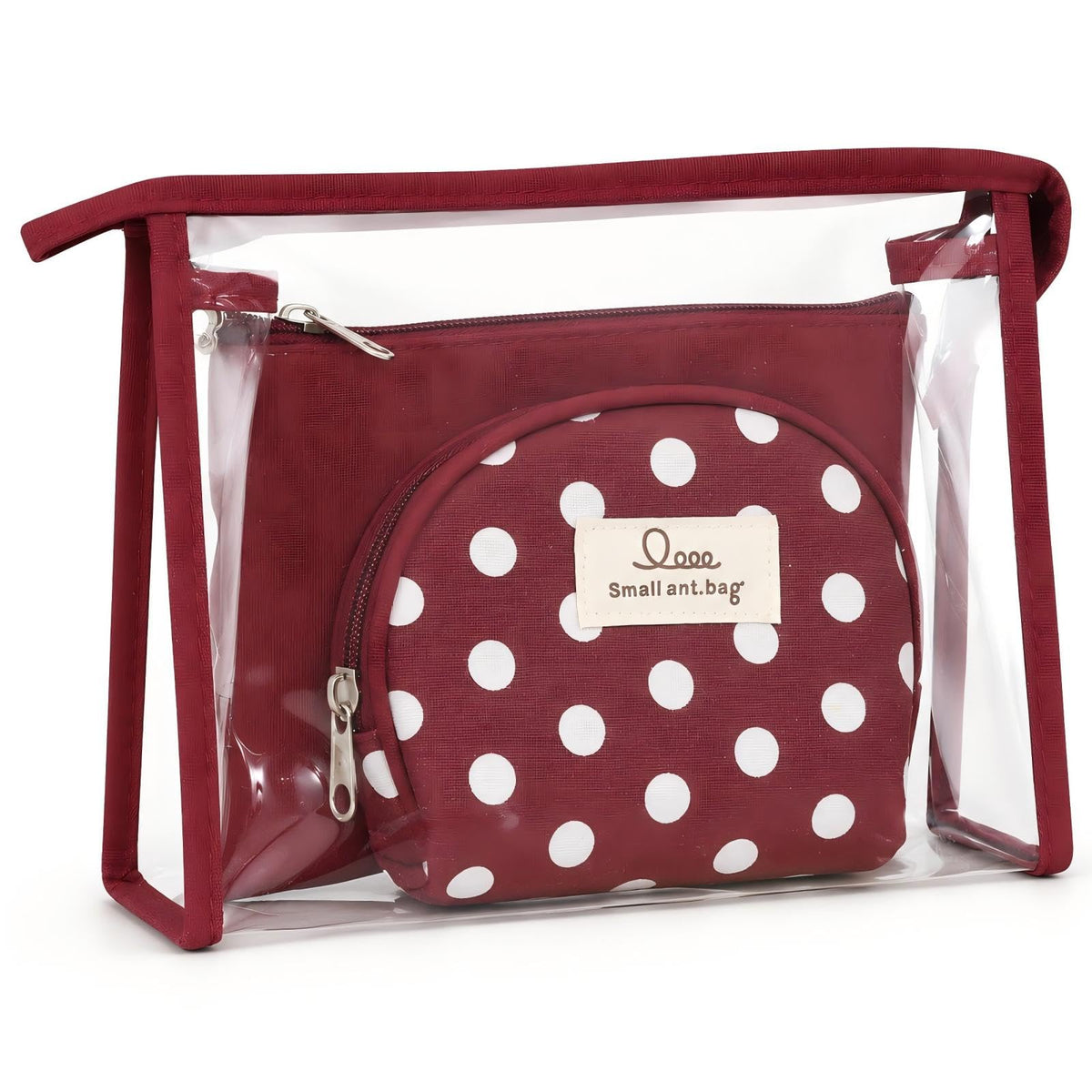 Qikuver Clear Makeup Bag Set, 3 Pack Makeup Toiletry Bags for Women, Portable Travel Cosmetic Bags Purse Bags Zipper Storage Pouches for Home Travel Accessories (Red) - thewildfolk Qikuver Clear Makeup Bag Set, 3 Pack Makeup Toiletry Bags for Women, Portable Travel Cosmetic Bags Purse Bags Zipper Storage Pouches for Home Travel Accessories (Red)