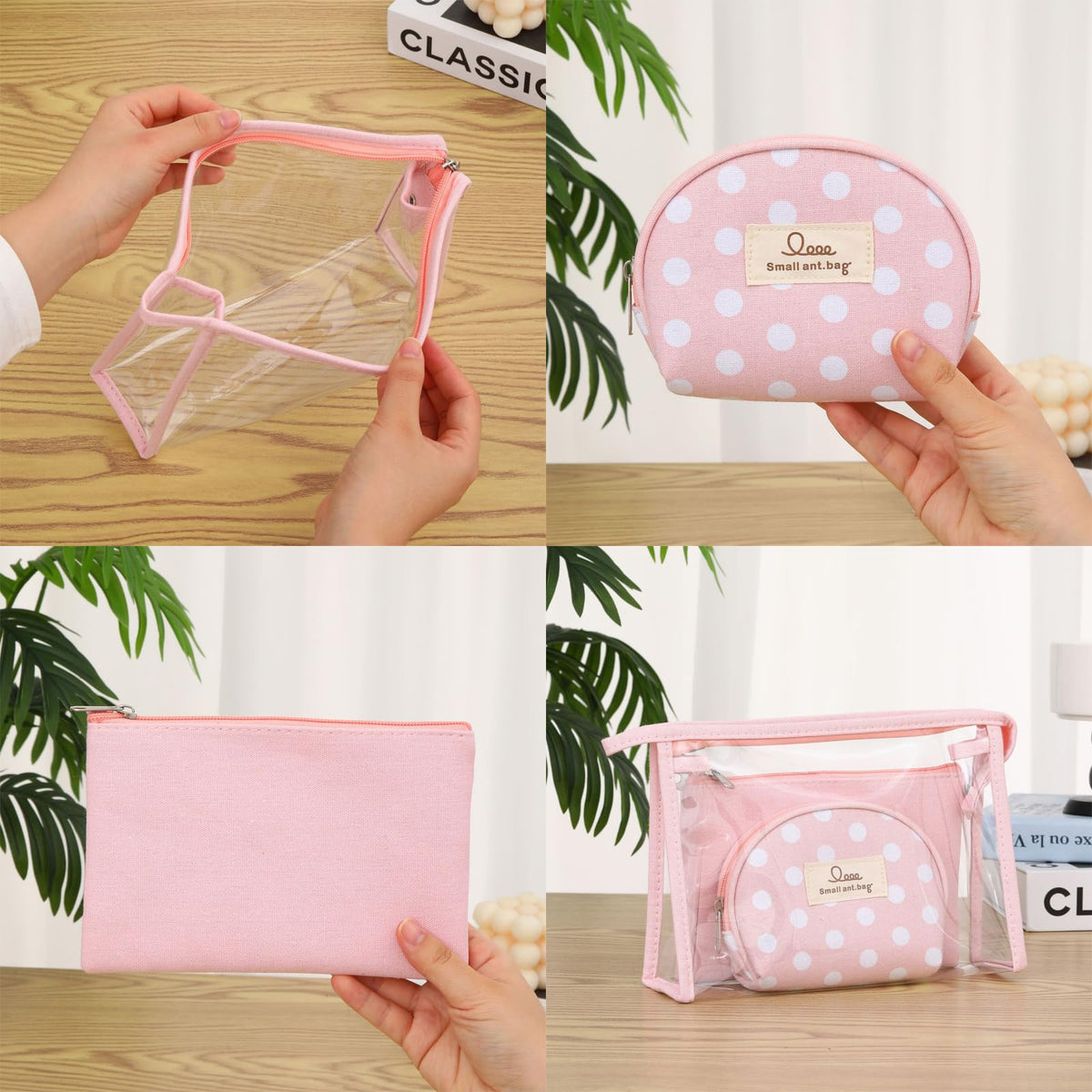 Qikuver Clear Makeup Bag Set, 3 Pack Makeup Toiletry Bags for Women, Portable Travel Cosmetic Bags Purse Bags Zipper Storage Pouches for Home Travel Accessories (Red) - thewildfolk Qikuver Clear Makeup Bag Set, 3 Pack Makeup Toiletry Bags for Women, Portable Travel Cosmetic Bags Purse Bags Zipper Storage Pouches for Home Travel Accessories (Red)