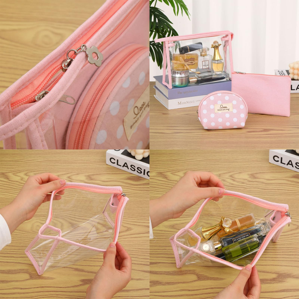 Qikuver Clear Makeup Bag Set, 3 Pack Makeup Toiletry Bags for Women, Portable Travel Cosmetic Bags Purse Bags Zipper Storage Pouches for Home Travel Accessories (Red) - thewildfolk Qikuver Clear Makeup Bag Set, 3 Pack Makeup Toiletry Bags for Women, Portable Travel Cosmetic Bags Purse Bags Zipper Storage Pouches for Home Travel Accessories (Red)